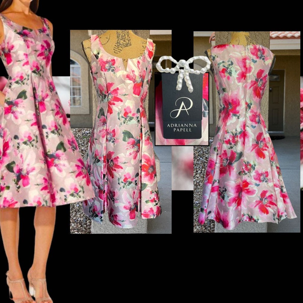 Adrianna Papell Floral Maxi Dress - Pink and Green